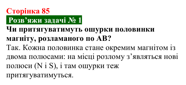 Розв’язок задачі 1 до § 13 (с. 85) з фізики для 9 класу (Засєкіна, 2026): Магнітні властивості речовини
