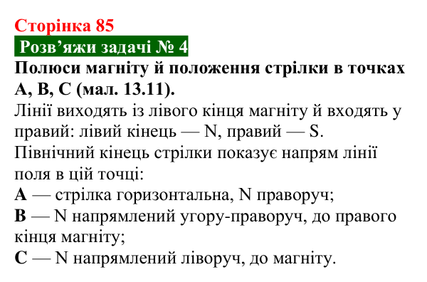 Розв’язок задачі 4 до § 13 (с. 85) з фізики для 9 класу (Засєкіна, 2026): Магнітні властивості речовини