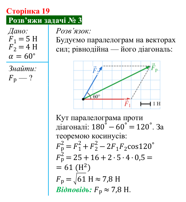 Розв’язок задачі 3 до § 2 (с. 19) з фізики для 9 класу (Засєкіна, 2026): Сили, що діють на рухоме тіло