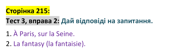 Відповідь до вправи 2 тесту 3 сторінка 215 ГДЗ Французька мова 9 клас Чумак 2026: Test 3. La littérature