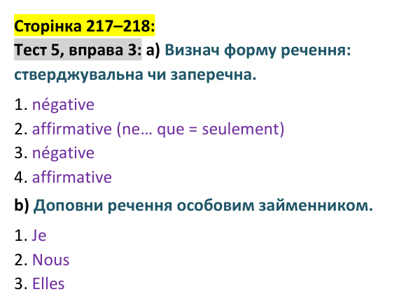 Відповідь до вправи 3 тесту 5 сторінка 217–218 ГДЗ Французька мова 9 клас Чумак 2026: Test 5. Les pays francophones