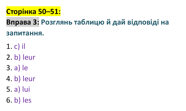 Відповідь до вправи 3 сторінка 50–51 ГДЗ Французька мова 9 клас Чумак 2026: Leçons 13–14