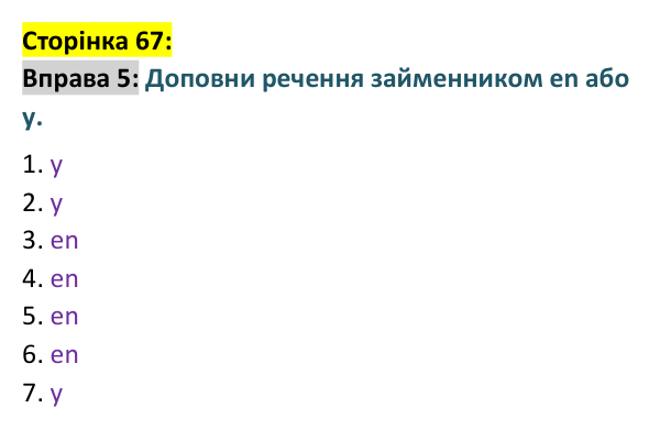 Відповідь до вправи 5 сторінка 67 ГДЗ Французька мова 9 клас Чумак 2026: Leçons 17–18