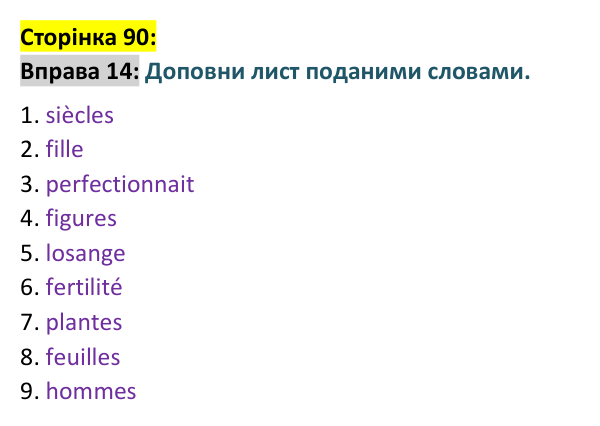 Відповідь до вправи 14 сторінка 90 ГДЗ Французька мова 9 клас Чумак 2026: Leçons 21–22