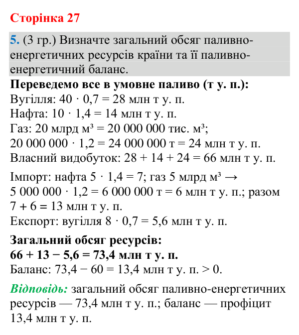 Відповідь до завдання 5 (§ 17, с. 27) з географії для 9 класу (Гільберг, зошит, 2026): Що таке електроенергетика. Які є…