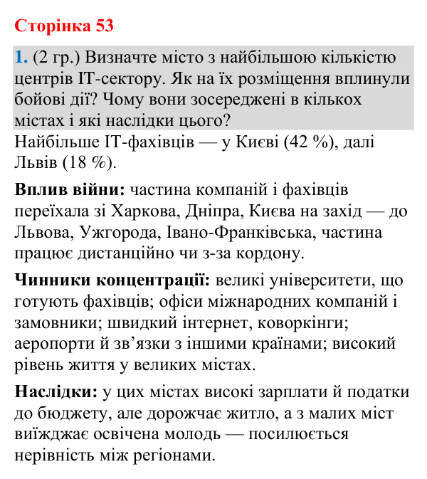 Відповідь до завдання 1 (§ 35, с. 53) з географії для 9 класу (Гільберг, зошит, 2026): Чому комп’ютерне програмування є…
