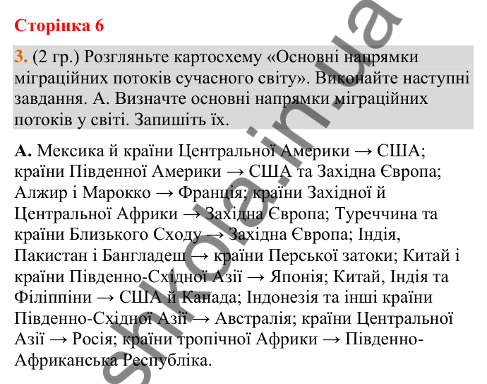 Відповідь до завдання 3 (§ 4, с. 6) з географії для 9 класу (Гільберг, зошит, 2026): Яка роль міграцій у світі