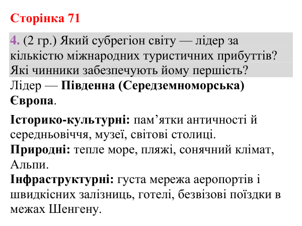 Відповідь до завдання 4 (§ 43, с. 71) з географії для 9 класу (Гільберг, зошит, 2026): Які особливості сучасного…