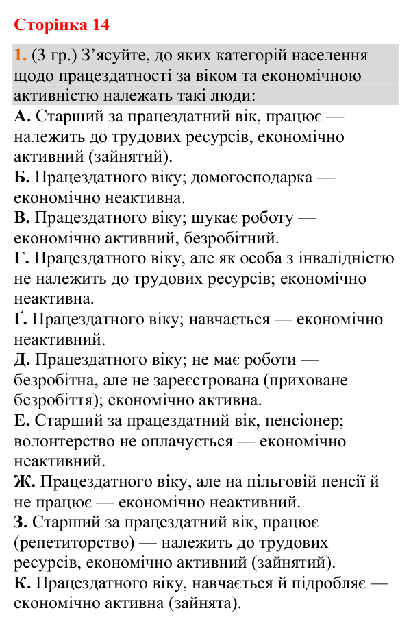 Відповідь до завдання 1 (§ 9, с. 14) з географії для 9 класу (Гільберг, зошит, 2026): Як впливають кількість та якість…