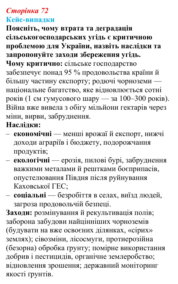 Відповідь до завдання «Кейс-випадки» § 9 (с. 72) з географії для 9 класу (Безуглий, 2026): Тваринництво і рибне...
