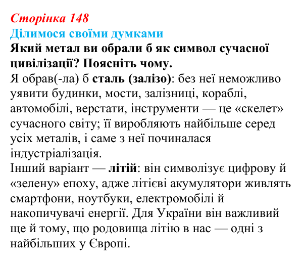 Відповідь до завдання «Ділимося своїми думками» § 21 (с. 148) з географії для 9 класу (Довгань, 2026): Металургійне...