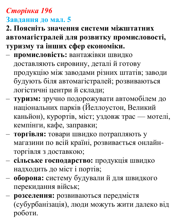 Відповідь до завдання 2 до мал. 5 § 28 (с. 196) з географії для 9 класу (Довгань, 2026): Третинний сектор економіки...