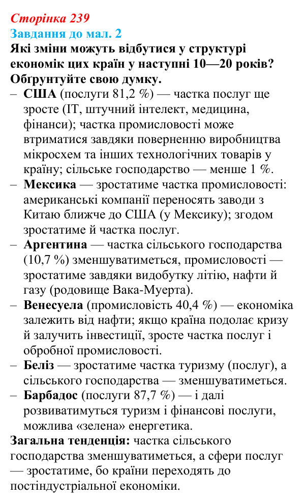 Відповідь до завдання до мал. 2 § 35 (с. 239) з географії для 9 класу (Довгань, 2026): Загальна характеристика Америки