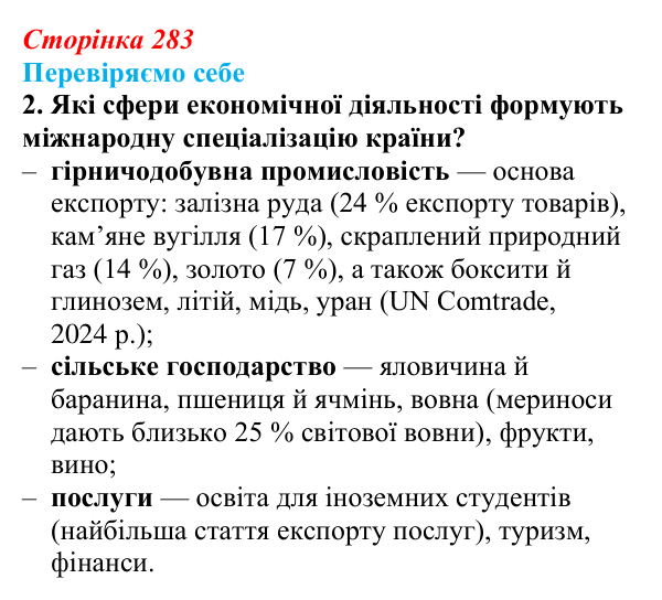 Відповідь до завдання 2 «Перевіряємо себе» § 40 (с. 283) з географії для 9 класу (Довгань, 2026): Країни регіону Океанія...