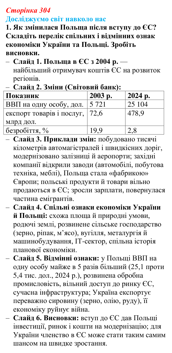 Відповідь до завдання 1 «Досліджуємо світ навколо нас» § 43 (с. 304) з географії для 9 класу (Довгань, 2026): Загальна...