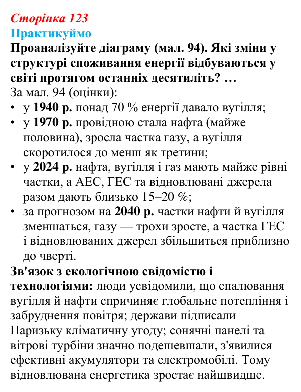 Відповідь до завдання 1 до мал. 94 «Практикуймо» § 19 (с. 123) з географії для 9 класу (Запотоцький, 2026)