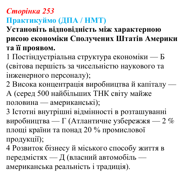 Відповідь до завдання ДПА / НМТ § 41 (с. 253) з географії для 9 класу (Запотоцький, 2026): Північна Америка