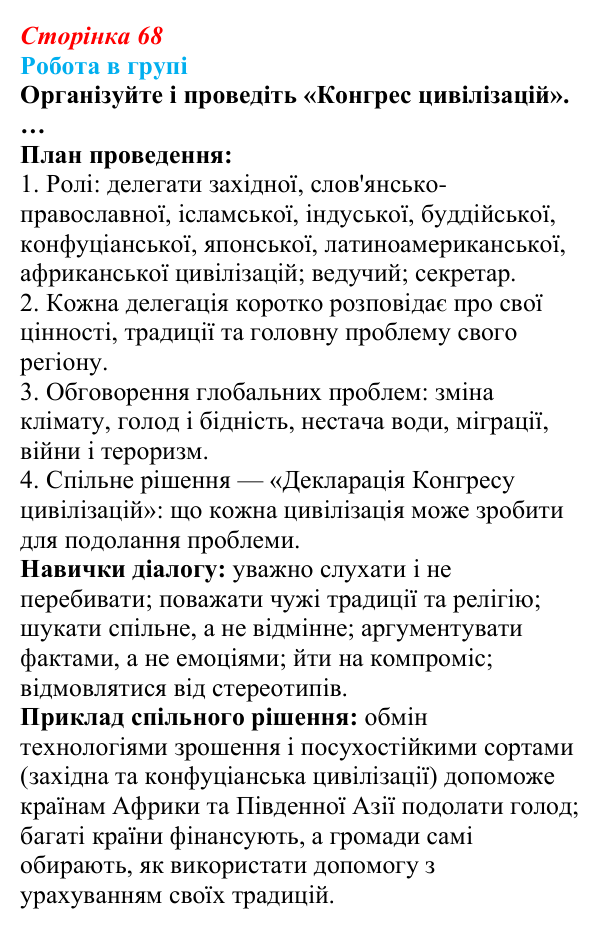 Відповідь до завдання «Робота в групі» § 10 (с. 68) з географії для 9 класу (Запотоцький, 2026): Географія релігій