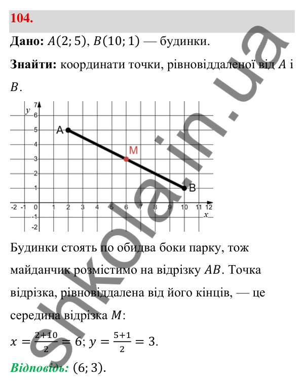 Відповідь до завдання 104 (с. 26) з геометрії для 9 класу (Бевз, 2026): Декартові координати