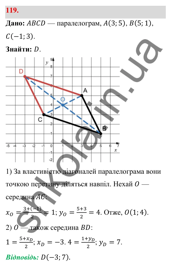 Відповідь до завдання 119 (с. 27) з геометрії для 9 класу (Бевз, 2026): Декартові координати