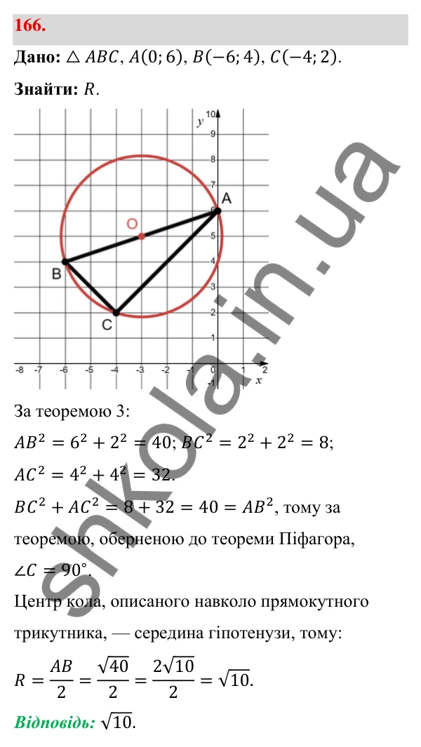 Відповідь до завдання 166 (с. 34) з геометрії для 9 класу (Бевз, 2026): Відстань між точками