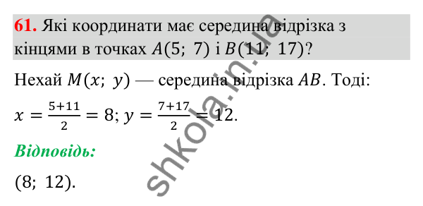 Завдання 61 Відповідь до завдання 61 (с. 16) з геометрії для 9 класу (Бурда, 2026): Декартові координати на площині