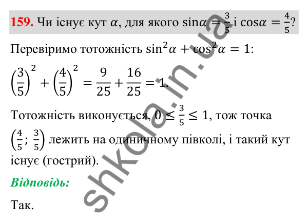 Відповідь до завдання 159 (с. 32) з геометрії для 9 класу (Бурда, 2026): Синус, косинус і тангенс кутів від 0° до 180°.…