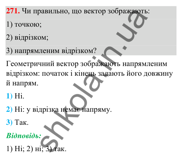 Завдання 271 Відповідь до завдання 271 (с. 59) з геометрії для 9 класу (Бурда, 2026): Поняття вектора. Дії над векторами