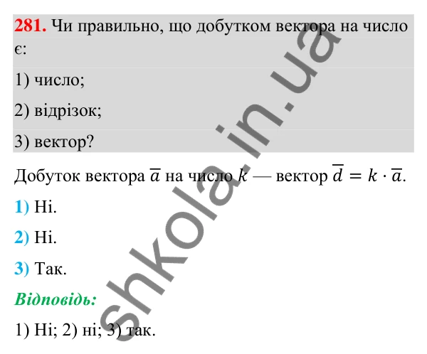 Відповідь до завдання 281 (с. 60) з геометрії для 9 класу (Бурда, 2026): Поняття вектора. Дії над векторами