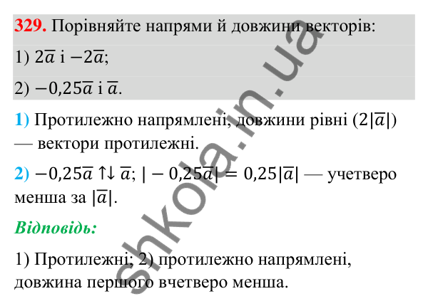 Відповідь до завдання 329 (с. 66) з геометрії для 9 класу (Бурда, 2026): Поняття вектора. Дії над векторами