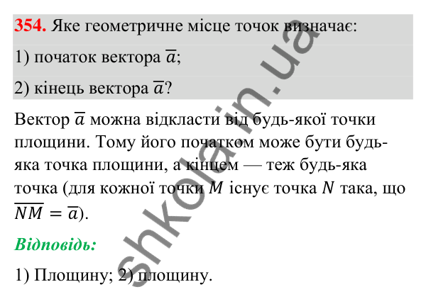 Завдання 354 Відповідь до завдання 354 (с. 68) з геометрії для 9 класу (Бурда, 2026): Поняття вектора. Дії над векторами