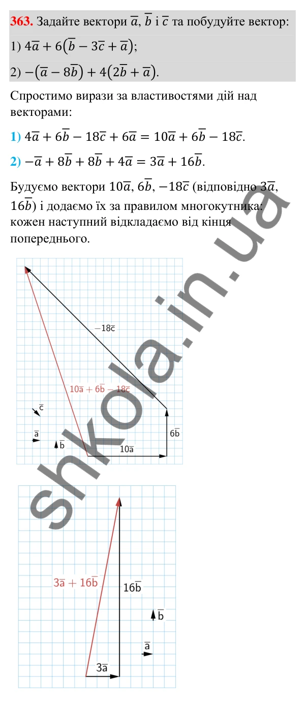Відповідь до завдання 363 (с. 69) з геометрії для 9 класу (Бурда, 2026): Поняття вектора. Дії над векторами