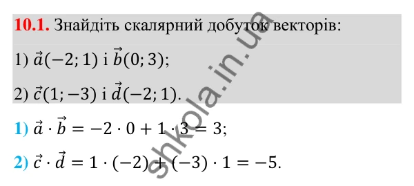 Відповідь до завдання 10.1 (с. 82) з геометрії для 9 класу (Істер, 2026): Скалярний добуток векторів