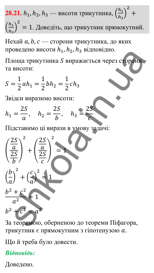 Відповідь до завдання 28.21 (с. 224) з геометрії для 9 класу (Істер, 2026): Взаємне розміщення площин