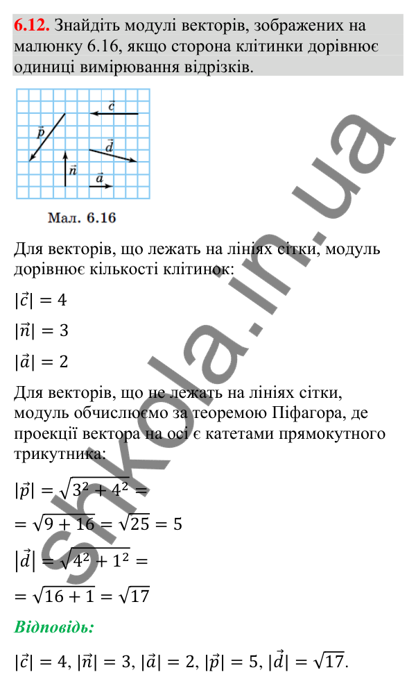 Відповідь до завдання 6.12 (с. 61) з геометрії для 9 класу (Істер, 2026): Вектор. Рівність векторів