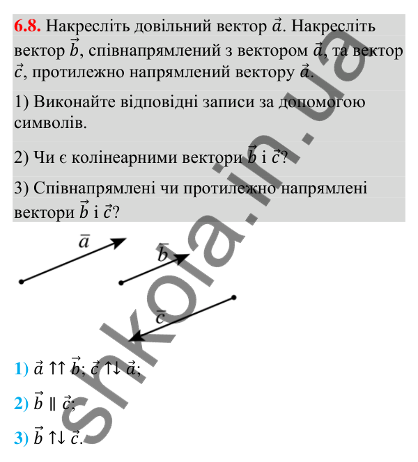Відповідь до завдання 6.8 (с. 61) з геометрії для 9 класу (Істер, 2026): Вектор. Рівність векторів
