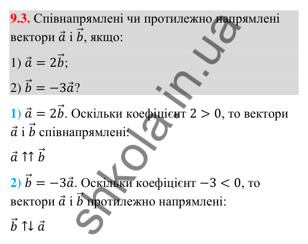 Відповідь до завдання 9.3 (с. 76) з геометрії для 9 класу (Істер, 2026): Множення вектора на число