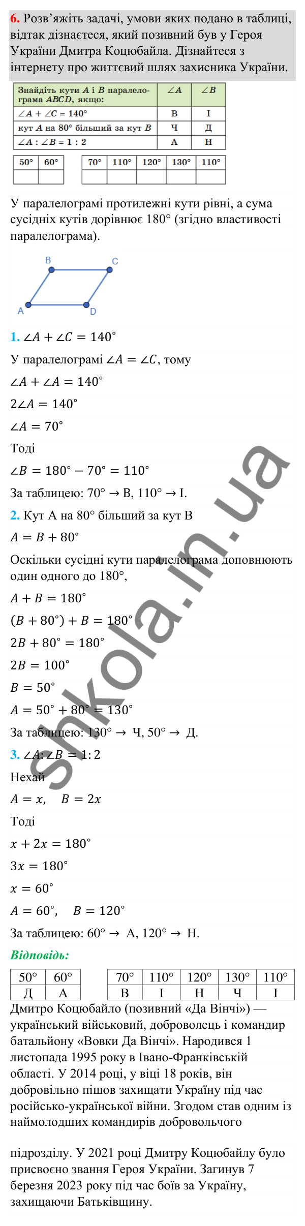 Відповідь до завдання 6 (с. 4) з повторення геометрії за 8 клас для 9 класу (Істер, 2026): Чотирикутники