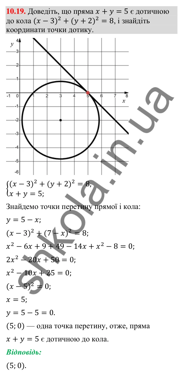 Завдання 10.19 Відповідь до завдання 10.19 (с. 124) з геометрії для 9 класу (Мерзляк, 2026): Рівняння прямої