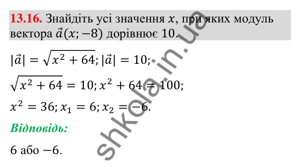 Завдання 13.16 Відповідь до завдання 13.16 (с. 151) з геометрії для 9 класу (Мерзляк, 2026): Координати вектора