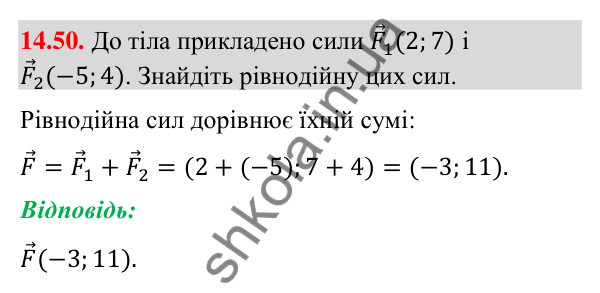 Завдання 14.50 Відповідь до завдання 14.50 (с. 164) з геометрії для 9 класу (Мерзляк, 2026): Додавання і віднімання векторів