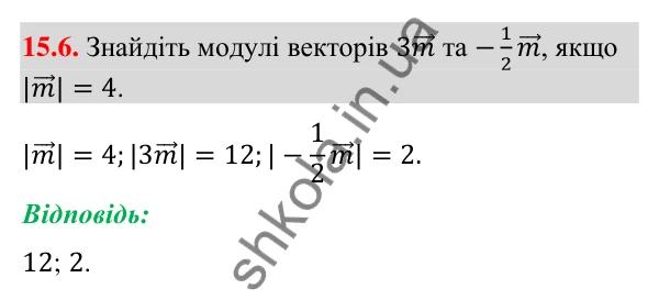 Завдання 15.6 Відповідь до завдання 15.6 (с. 170) з геометрії для 9 класу (Мерзляк, 2026): Множення вектора на число