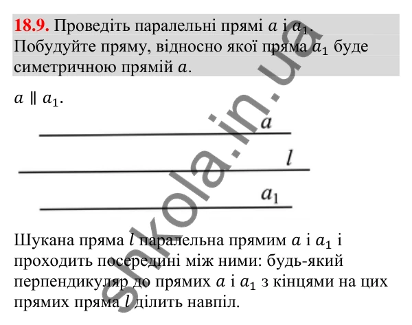 Завдання 18.9 Відповідь до завдання 18.9 (с. 211) з геометрії для 9 класу (Мерзляк, 2026): Осьова симетрія