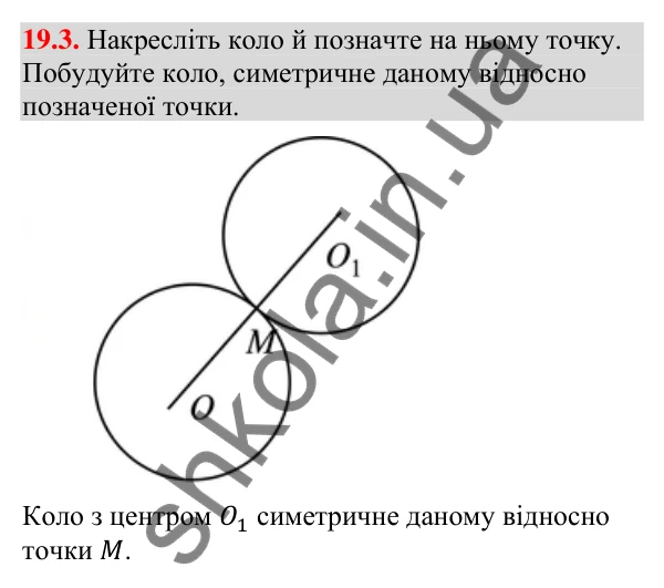 Завдання 19.3 Відповідь до завдання 19.3 (с. 223) з геометрії для 9 класу (Мерзляк, 2026): Центральна симетрія. Поворот