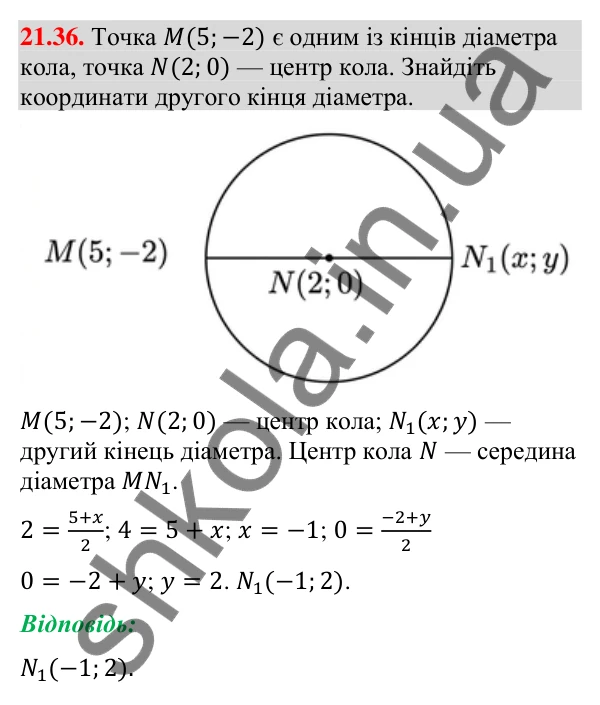 Завдання 21.36 Відповідь до завдання 21.36 (с. 253) з геометрії для 9 класу (Мерзляк, 2026): Вправи для повторення курсу