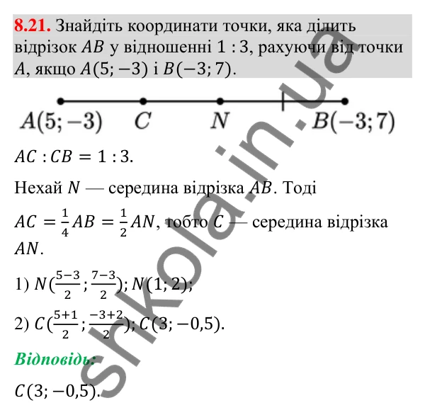 Завдання 8.21 Відповідь до завдання 8.21 (с. 108) з геометрії для 9 класу (Мерзляк, 2026): Відстань між точками
