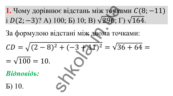 Завдання № 3 «Перевірте себе», завдання 1 Відповідь до завдання 1 «Перевірте себе» № 3 (с. 134) з геометрії для 9 класу (Мерзляк, 2026): Декартові координати