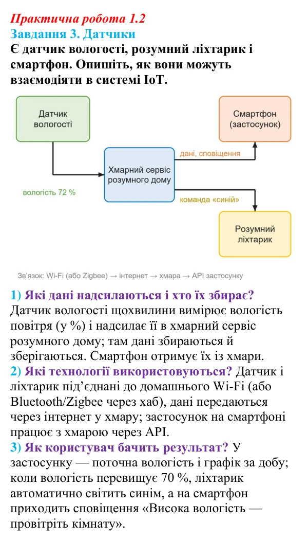 Відповідь до завдання 3 практичної роботи 1.2 з інформатики для 9 класу, Біос 2026: Мікроконтролери, взаємодія з ними