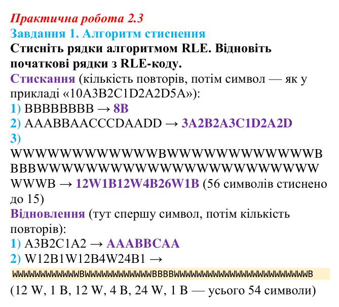 Відповідь до завдання 1 практичної роботи 2.3 з інформатики для 9 класу, Біос 2026: Типи даних і кодування