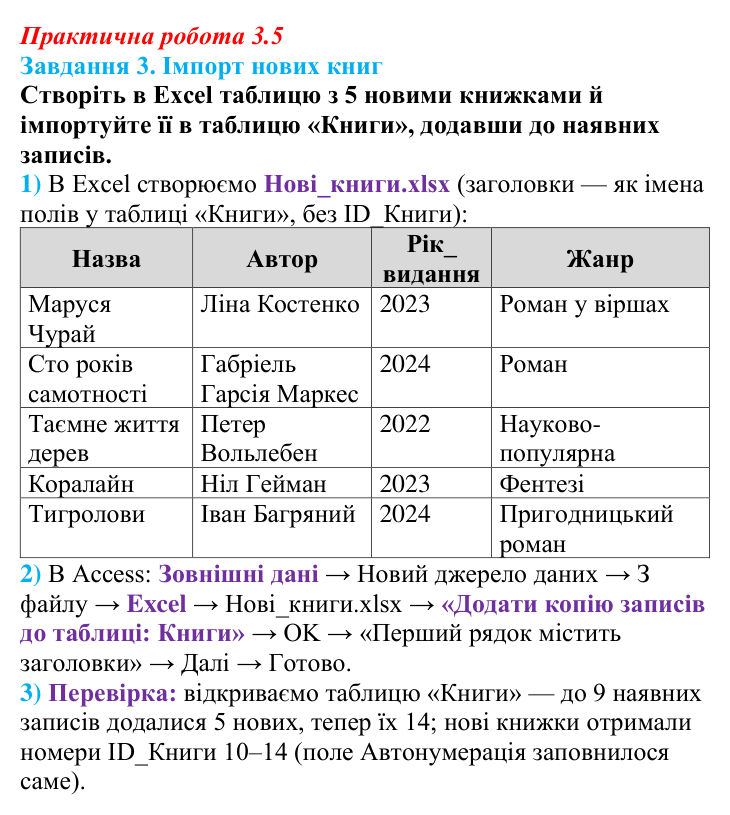 Відповідь до завдання 3 практичної роботи 3.5 з інформатики для 9 класу, Біос 2026: Імпорт та експорт даних